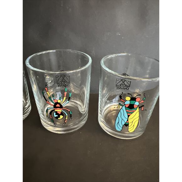 Kitschy Barware Shot Glass Stemless Wine Fly Beatle Spider Set/4 Four 4 oz READ - Picture 4 of 14